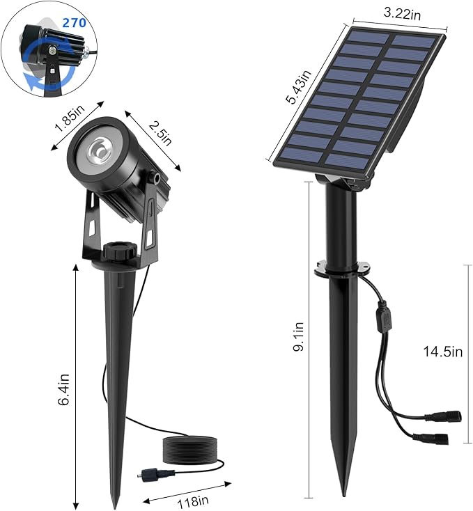 T-SUN Solar Spotlights Outdoor Waterproof, 2-in-1 Solar Landscape Spotlights - Image 4