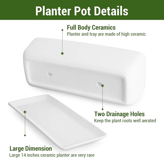 MyGift 14 Inch Ceramic Indoor Plant Pot - Image 5