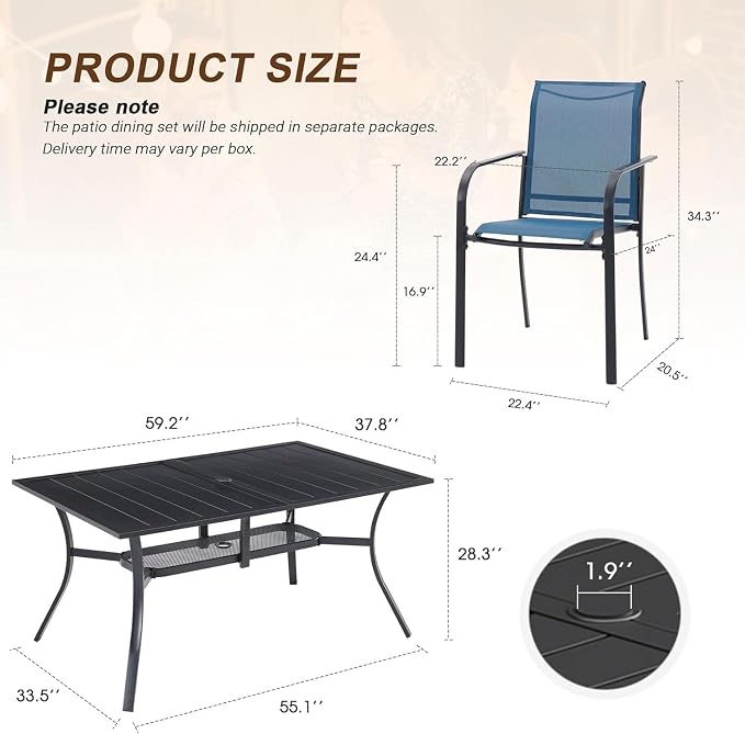 VICLLAX 7 Pieces Patio Outdoor Dining Set - Image 2