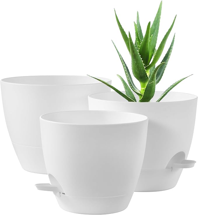FaithLand 3-Pack Planter Pots, 10 9 8 Inch Self Watering Flower Pots by FaithLand