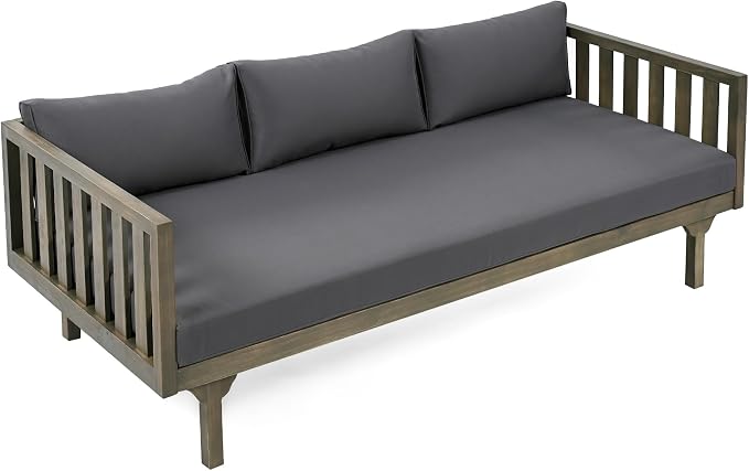 Merax Outdoor 3 Seater Daybed, Acacia Wood Day Bed Couch Sofa - Image 6