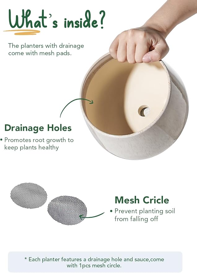 LE TAUCI Plant Pots, 4.1+5.1+6.5 inch, Ceramic Planters - Image 6