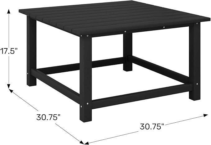 WestinTrends Malibu Low Outdoor HDPE Square Patio Coffee Table - Image 2