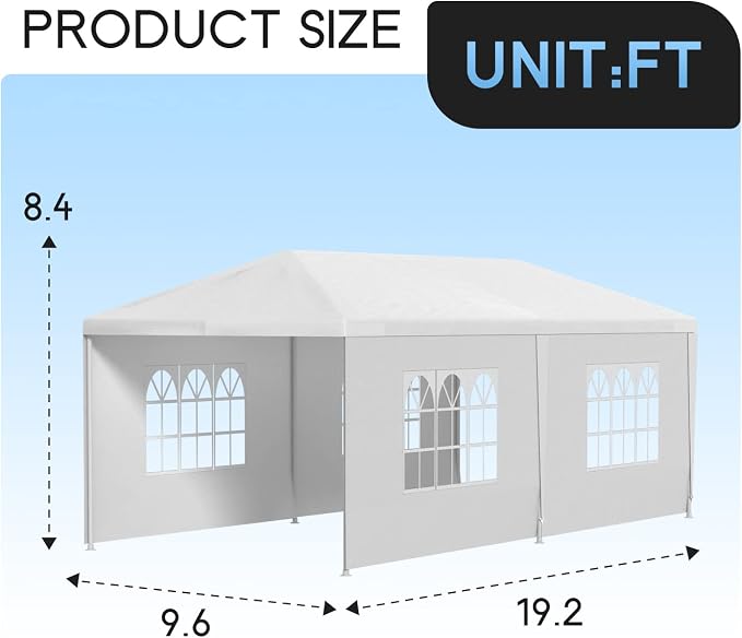 FDW Party Tent 10'x20' Outdoor Canopy Party Wedding Tent Garden Gazebo Pavilion - Image 7