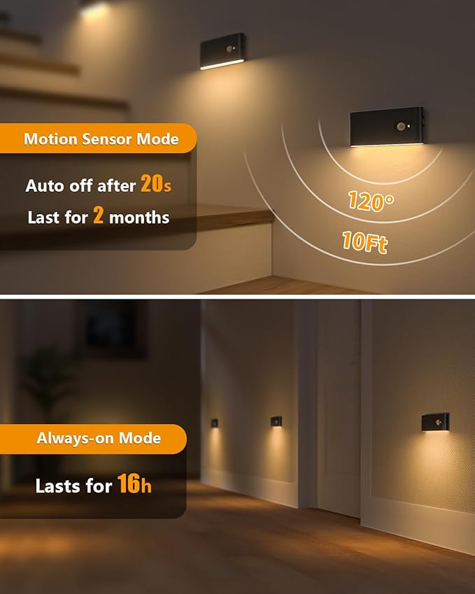 WILLED Stair Lights Indoor, Warm White Rechargeable Night Light, Wireless - Image 4