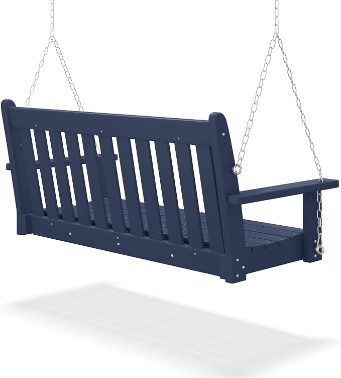 COSTAELM Paradise Outdoor Patio HDPE Hanging Front Porch Swing Bench - Image 4