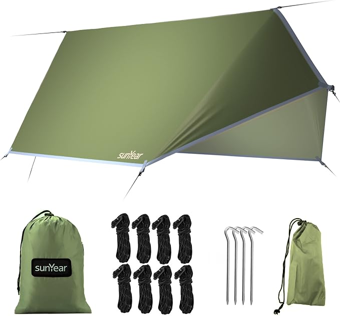 Sunyear Hammock Tent Rain Fly-Camping Hammock Outdoor Tarp-Small Door by SleepSafeSwingFree