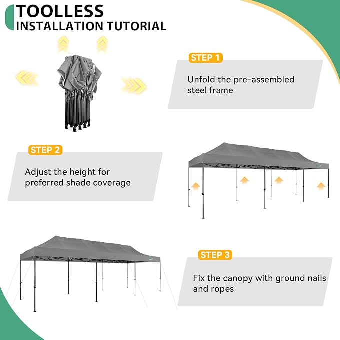 COBIZI 10x30 Pop up Canopy Tent Heavy Duty Without Sidewalls, Easy Set-up - Image 5