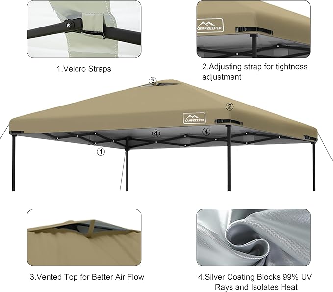 KAMPKEEPER Replacement Top Pop Up Canopy Tent Cover Roof - Image 5