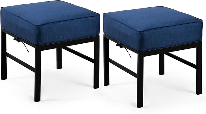 2 Pieces Outdoor Patio Ottomans, Assembled Aluminum Outdoor Ottoman by Auzfy