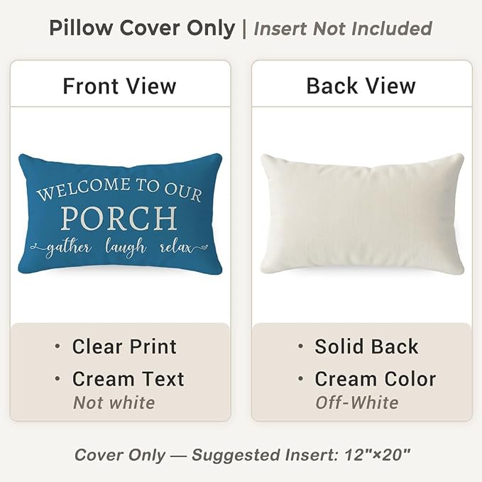 PANDICORN Welcome to Our Porch Stay Awhile Outdoor Lumbar Decorative Throw - Image 4