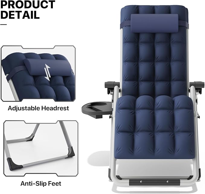 MoNiBloom Stable Folding Chair Outdoor Lounge Chair Beach Pool Lawn Recliner - Image 13