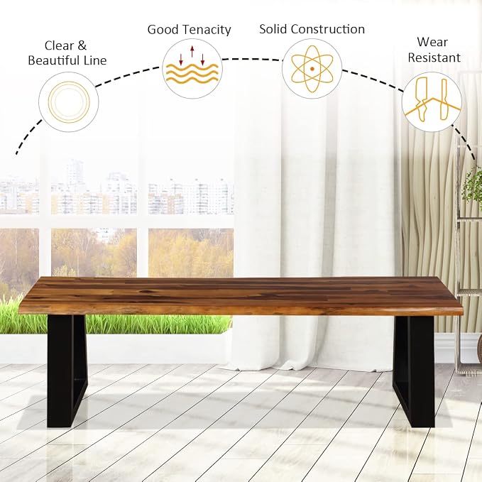 Giantex Set of 2 Wooden Dining Bench Seating Chair Rustic Indoor &Outdoor - Image 6