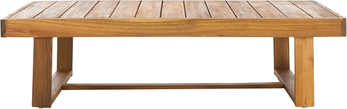SAFAVIEH Outdoor Collection Duncan Natural Brown Slatted Top Solid Wood Coffee by SAFAVIEH