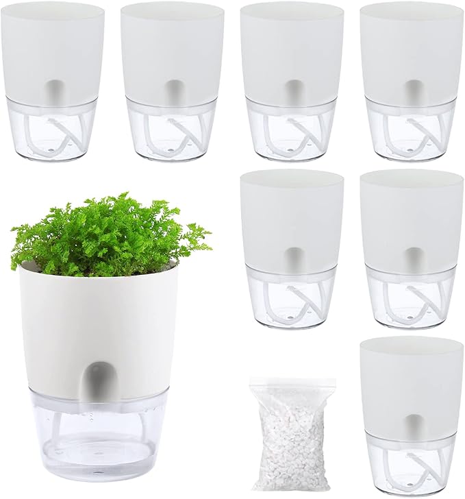 8 Pack Self Watering Pots for Indoor Plants, PlanterHoma 3.2 Inch Plant Pot by Planterhoma
