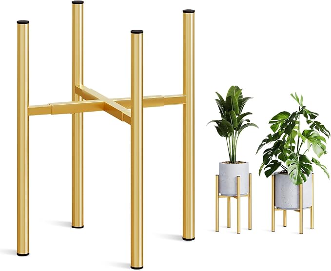 Adjustable Metal Plant Stand Indoor, Mid Century Modern Outdoor Planter Holder by HomecourtyardsInterio
