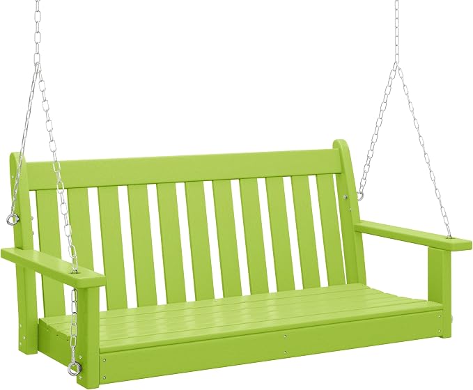 COSTAELM Paradise Outdoor Patio HDPE Hanging Front Porch Swing Bench by Costaelm