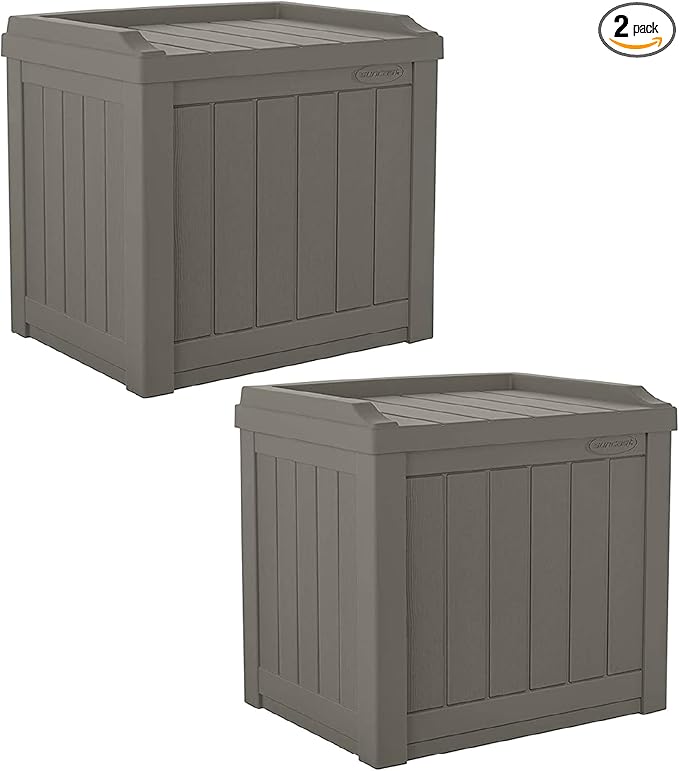 Suncast 2 Pack 22 Gallon Indoor or Outdoor Backyard Patio Small Storage Deck Box by Suncast