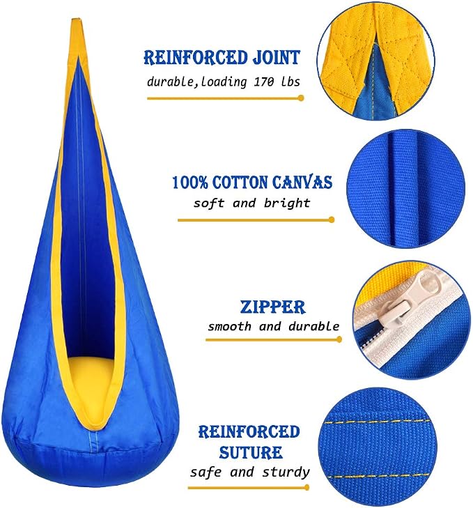 Kids Pod Swing Hanging Seat Child Hammock Chair Indoor and Outdoor Sensory - Image 2