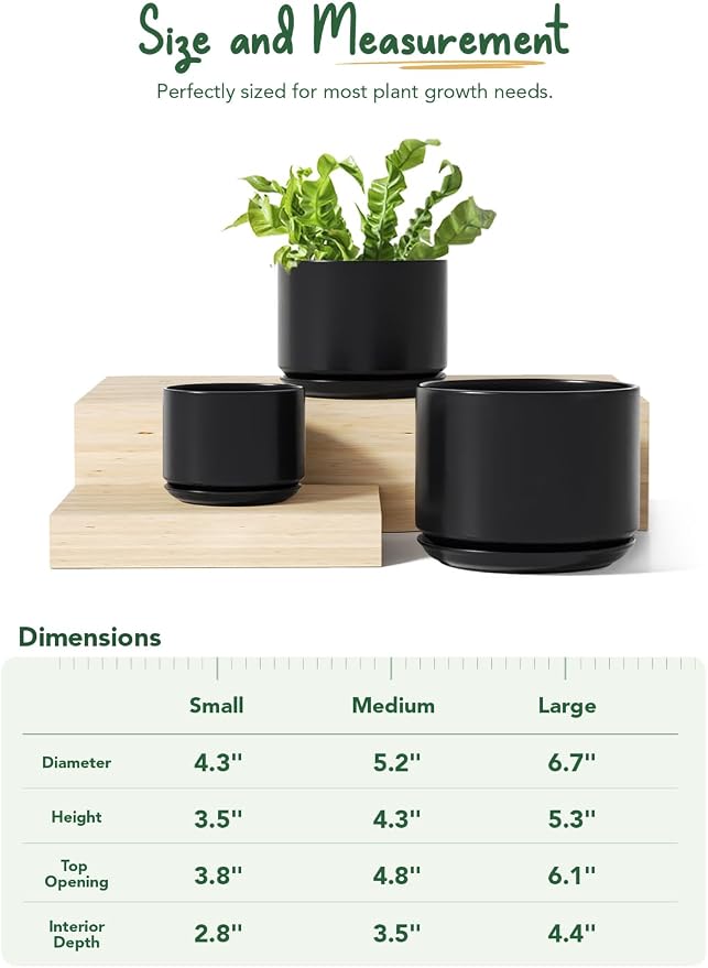 LE TAUCI Ceramic Plant Pots, 4.3+5.3+6.8 inch, Planters - Image 7