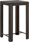 Garden Bar Table Brown 23.8"x23.8"x43.5" Poly Rattan by Casafoyer