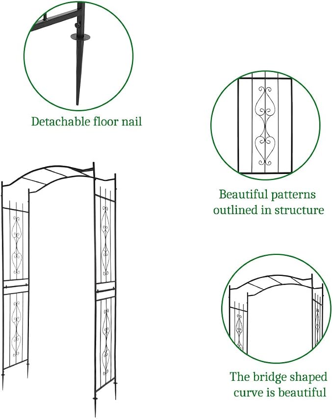 Outvita 7.5Ft Garden Arch Arbor, Steel Frame Stand Trellis, Arbour Archway - Image 3