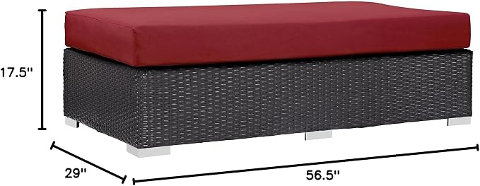 Modway Convene Wicker Rattan Outdoor Patio Rectangle Ottoman - Image 3