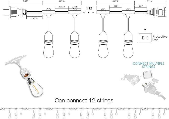 Banord White Outdoor String Lights, Commercial Grade Patio Lights - Image 4