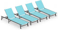 Foldable Outdoor Lounge Chair Set of 4, No Assembly Aluminum Chaise Lounge by CIOKEA