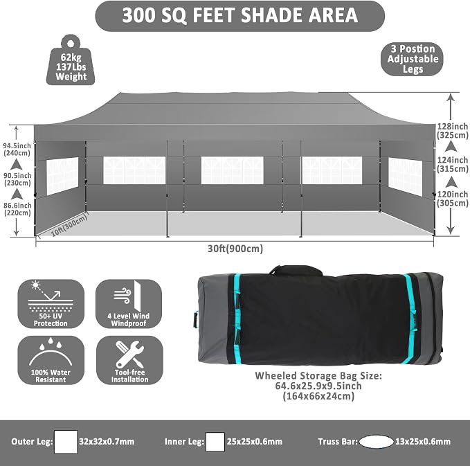 COBIZI 10x30 Pop Up Canopy - Image 4