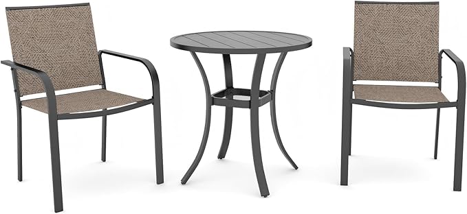 3-Piece Outdoor Dining Set, Small Metal Bistro Table by Anmutig