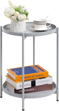 HollyHOME 2-Tier Round Side Table, Outdoor Small Folding Accent Stand by HollyHOME