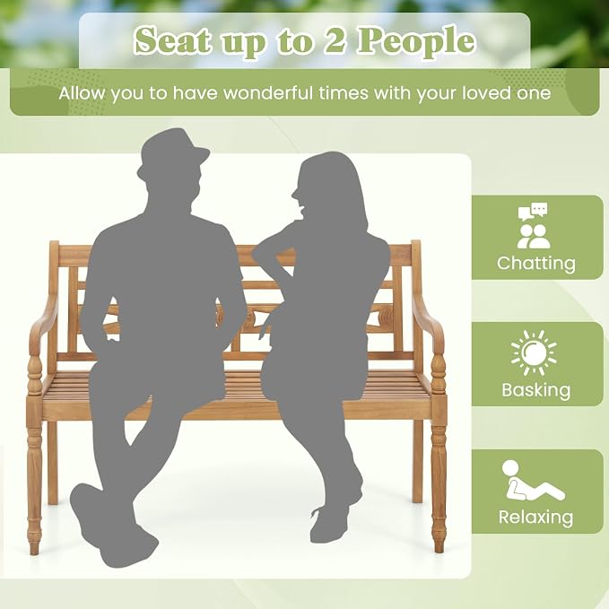 Tangkula Outdoor Bench, 2-Person Garden Bench - Image 6