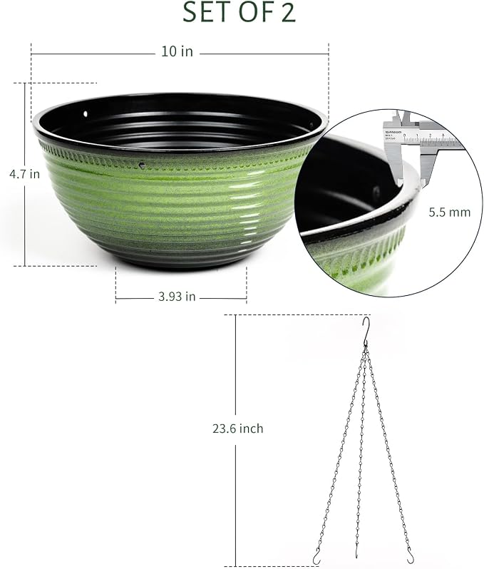 10 Inch Hanging Planter, 2 Pack Hanging Planters - Image 2