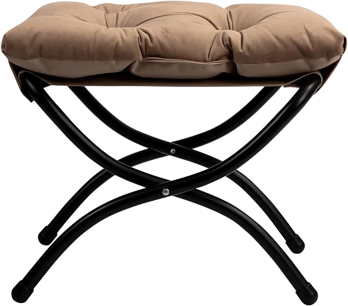 HollyHOME 15" Folding Footrest Stool, Upholstered Small Foldable Ottoman - Image 9