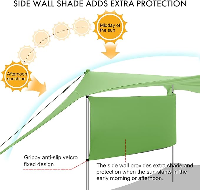 Beach Canopy Tent Shade with Sidewalls 10x10FT, 6.6FT Tall, UPF50+ Sun Shelter - Image 2