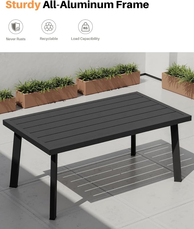 Patio Coffee Table, Never-Rust Aluminum Outdoor Coffee Table - Image 5