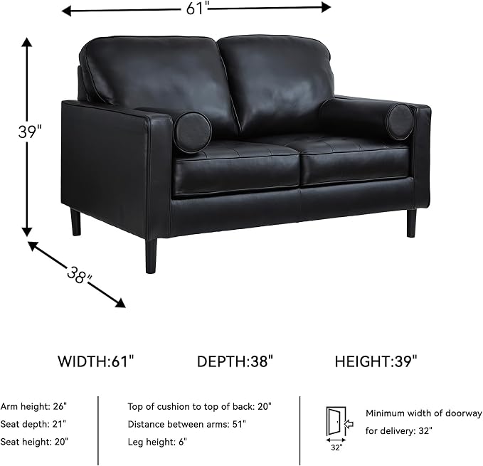 Signature Design by Ashley Bryceview Mid-Century Leather Match Tufted Loveseat - Image 3