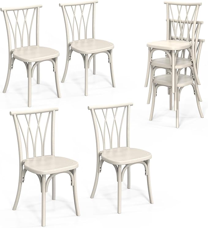 VINGLI Plastic Outdoor Dining Chairs Set of 4, Stackable Patio Dining Chairs by VINGLI
