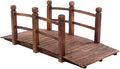 5 ft Wooden Garden Bridge, Classic Arch Bridge Outdoor Stained Finish Footbridge by Shyneer