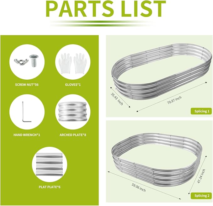 Oval Galvanized Planter Box, Metal Raised Garden Bed - Image 3