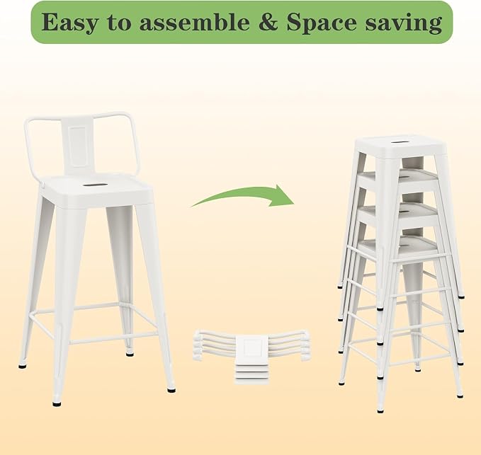 Metal Bar Stools Set of 4 Barstools Indoor/Outdoor Counter Height Bar Stools - Image 5
