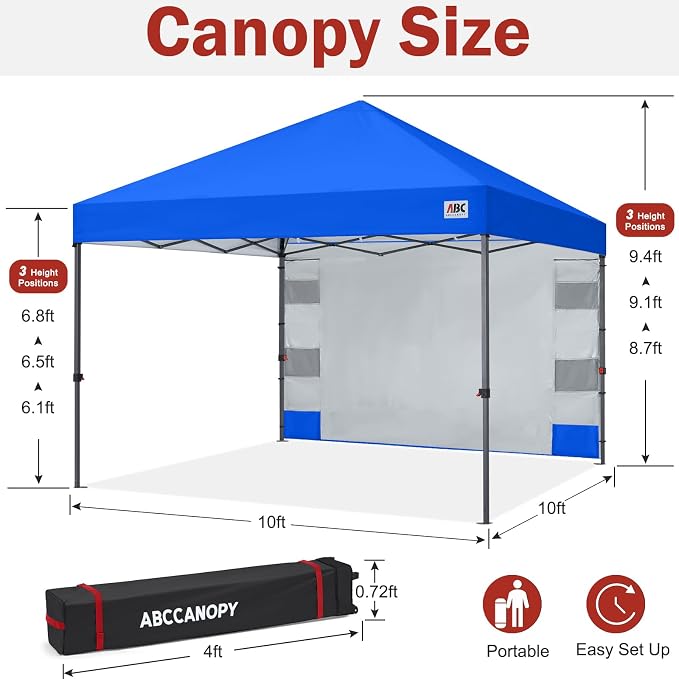 ABCCANOPY Pop Up Canopy with Sidewall, 10x10 Outdoor Canopy Tent with Storage - Image 3