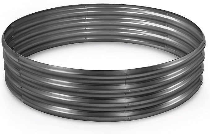 Land Guard Galvanized Raised Garden Bed Kit, Planter Boxes Outdoor, Round Large by LandGuard