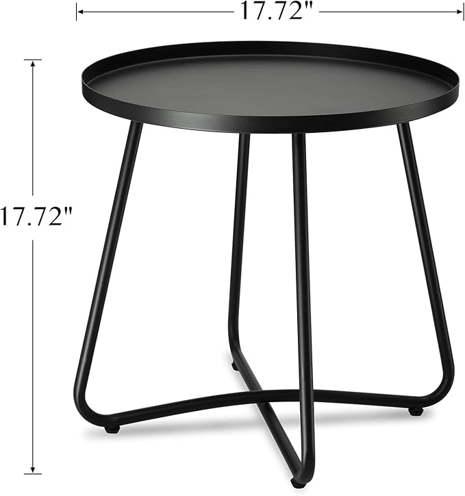 danpinera Outdoor Side Tables, Weather Resistant Steel Patio Side Table - Image 3