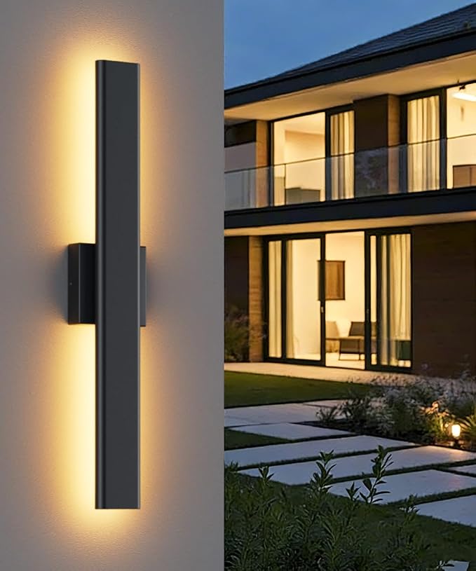 Aipsun Black Outdoor Wall Sconce 3000K 4000K 6000K, 23.6in Modern Exterior - Image 7