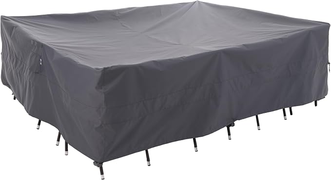 WJ-X3 Large Grey Heavy-Duty Patio Table Cover, Waterproof, Wind-Resistant by WJ-X3