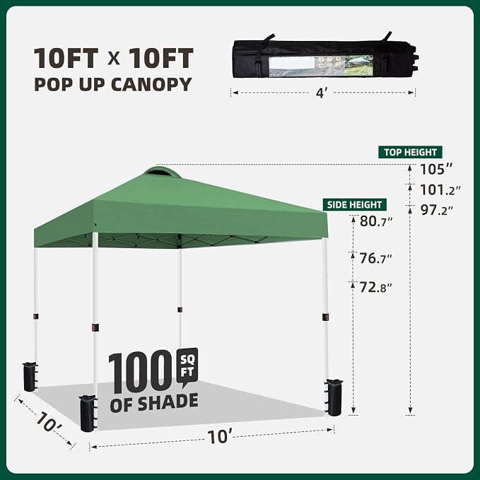 10x10 Heavy Duty Pop up Commercial Canopy Tent Instant Sun Shelter - Image 4