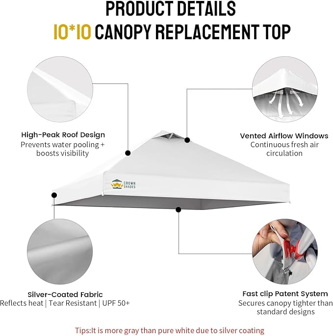 CROWN SHADES 10x10 Canopy Replacement Top - Image 4