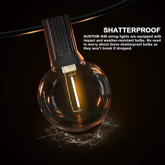 SUNTHIN Outdoor String Lights, 48FT Patio Lights - Image 5